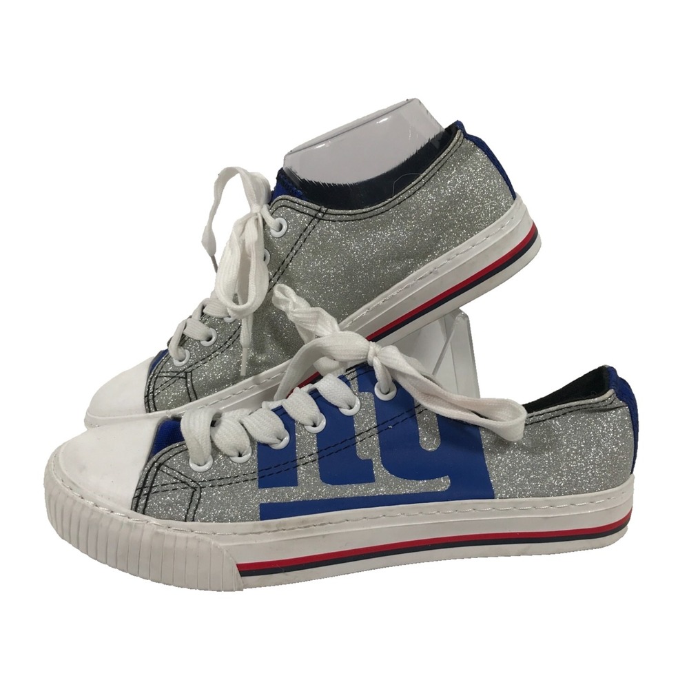 FOCO NFL New York‎ Giants Womens US 9 Silver Glitter Canvas Shoes Sparkle Shine